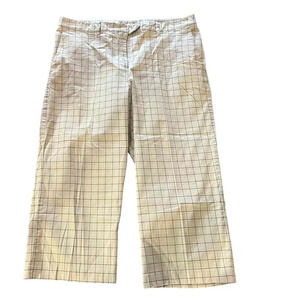 Lady Hagen‎ Women's Beige Checkered Wide Leg Cropped Golf Pants Size 14